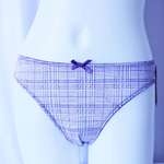 Woman plaid cotton thong panties